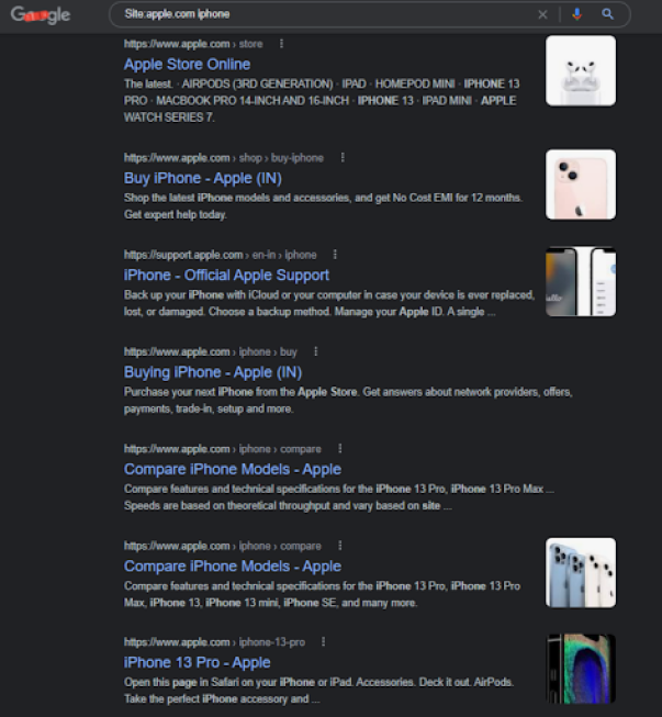 apple search on google serp