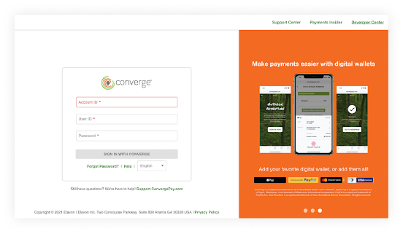 converge online payment system