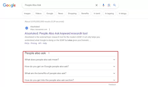 What is PAA or People Also Ask?