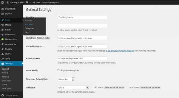 Configure Your Blog Account