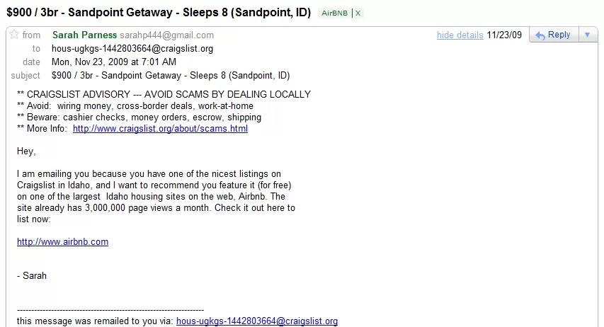 sandpoint getaway craig mail