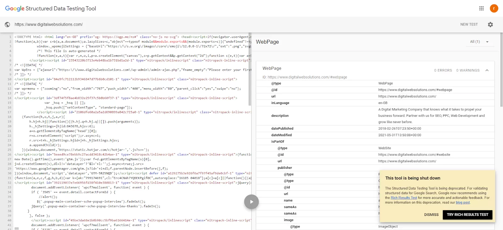 Structured Data Testing Tool